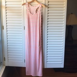 Sexy Stripped Long White and Orange Dress